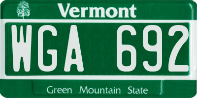 VT license plate WGA692