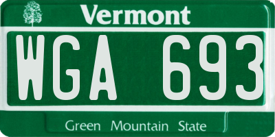 VT license plate WGA693