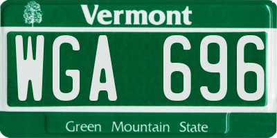 VT license plate WGA696