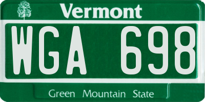 VT license plate WGA698