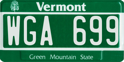 VT license plate WGA699