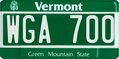 VT license plate WGA700