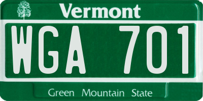 VT license plate WGA701