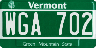 VT license plate WGA702