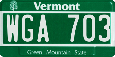 VT license plate WGA703
