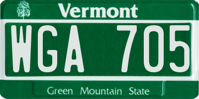 VT license plate WGA705