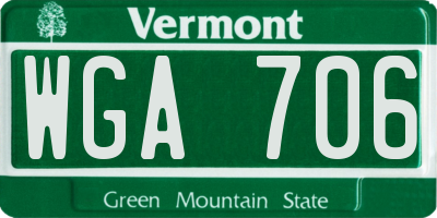 VT license plate WGA706
