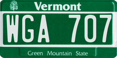 VT license plate WGA707