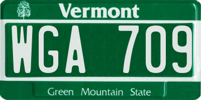 VT license plate WGA709