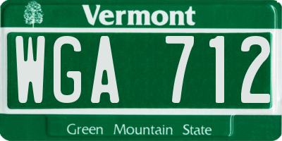 VT license plate WGA712