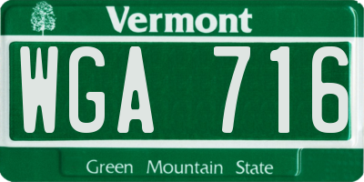 VT license plate WGA716