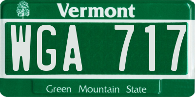 VT license plate WGA717