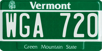 VT license plate WGA720