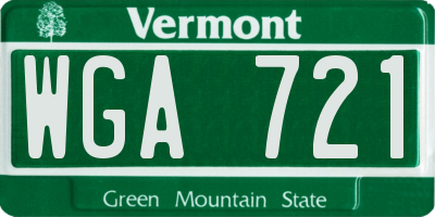 VT license plate WGA721