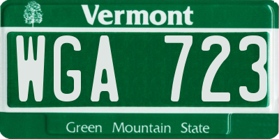 VT license plate WGA723