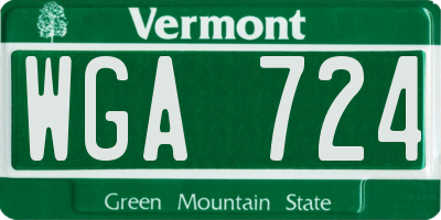 VT license plate WGA724