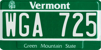 VT license plate WGA725