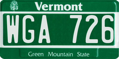 VT license plate WGA726