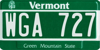 VT license plate WGA727