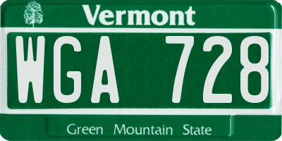 VT license plate WGA728