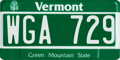 VT license plate WGA729