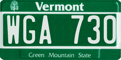 VT license plate WGA730