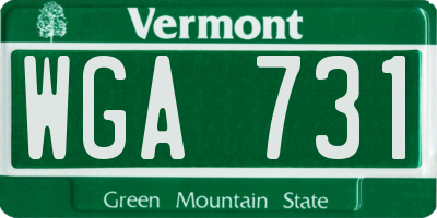 VT license plate WGA731