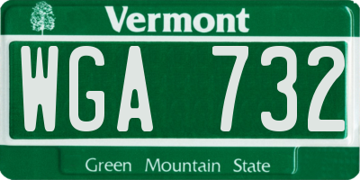 VT license plate WGA732
