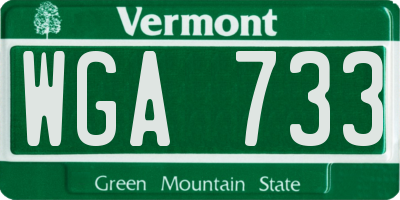 VT license plate WGA733