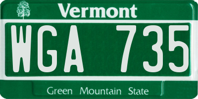 VT license plate WGA735