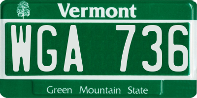 VT license plate WGA736
