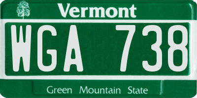VT license plate WGA738