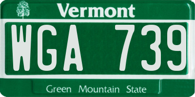 VT license plate WGA739