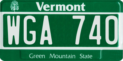 VT license plate WGA740