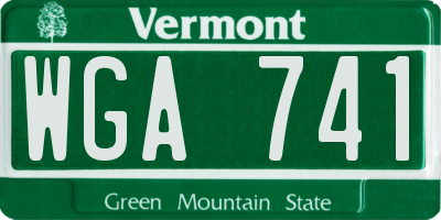 VT license plate WGA741