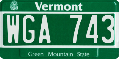 VT license plate WGA743