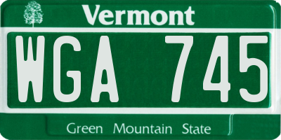 VT license plate WGA745