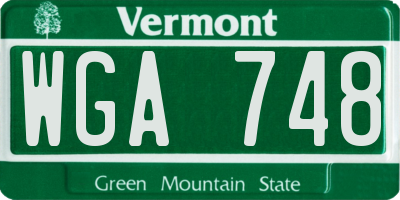 VT license plate WGA748
