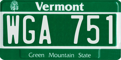VT license plate WGA751