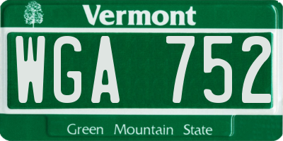 VT license plate WGA752