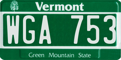 VT license plate WGA753