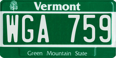 VT license plate WGA759