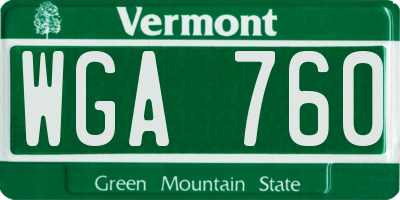 VT license plate WGA760