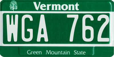 VT license plate WGA762