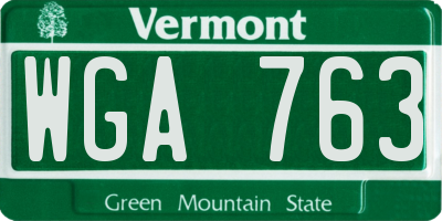 VT license plate WGA763