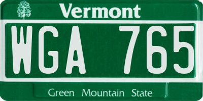 VT license plate WGA765