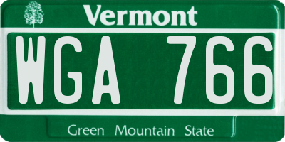 VT license plate WGA766