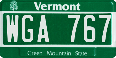 VT license plate WGA767