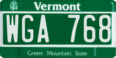 VT license plate WGA768