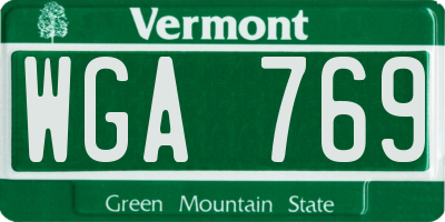 VT license plate WGA769